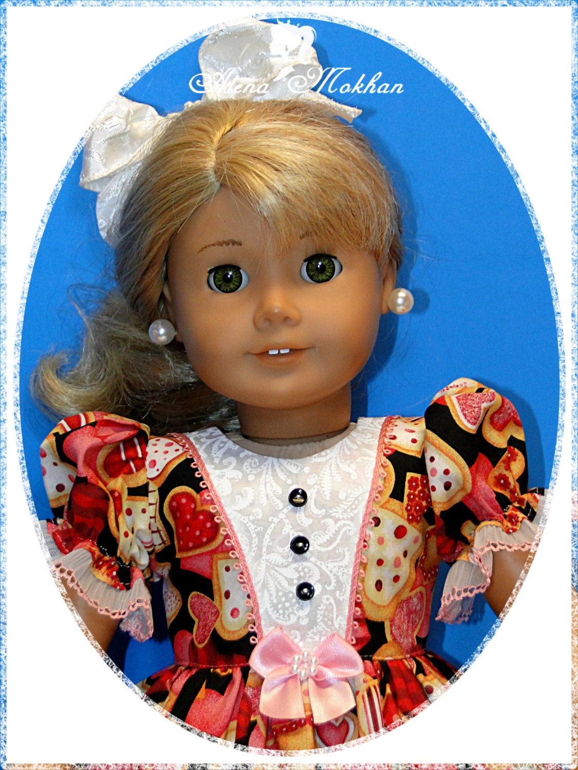 1950s Style Gorgeous Valentine Doll Dress - 18 Inch American Girl Doll Clothes