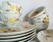 Yellow Rose China Snack Set of 6 - Teacup Plate