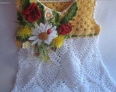 Summer Dress  in Yellow and White with Flowers for Girl Cotton OOAK