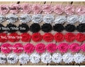 1 Yard Patterned Shabby Chiffon Flowers YOU PICK 2 colors in 1/2 yard increments beautiful rosettes wholesale baby headband supply polka dot