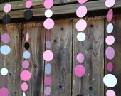 Barbie Party Paper Circle Garland- Bubblegum Pink, Pink, Ballet Pink, White, Black Il_170x135