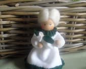 SALE- Little Snow Drop doll with baby- tiny Waldorf doll- nature table- seasonal table- flower doll- spring- flower child