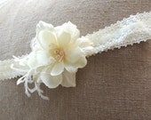Baby Headband-Ivory Baby Headband-Baptism Headband-Newborn Headband-Baby Girl-Toddler-Photo Prop