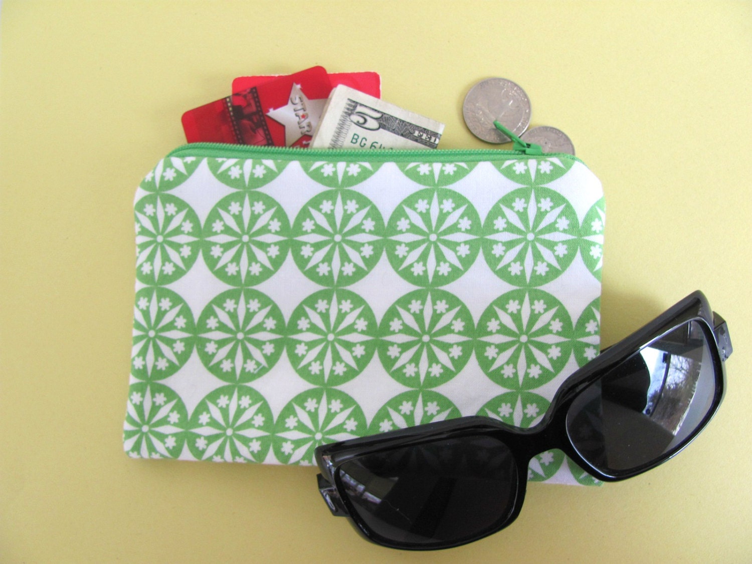 Mint Green Coin Purse Padded Zipper Pouch for Spring