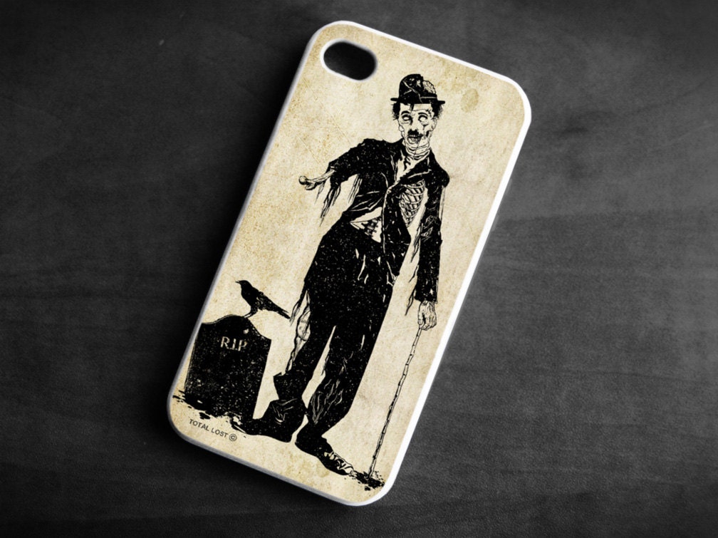 IPhone Case zombie Charlie Chaplin skull skeleton TPU Silicone Cover iPhone 4/4S gothic art grave crow