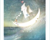 Nursery Rhyme print     ' Baby's boat the Silver Moon '