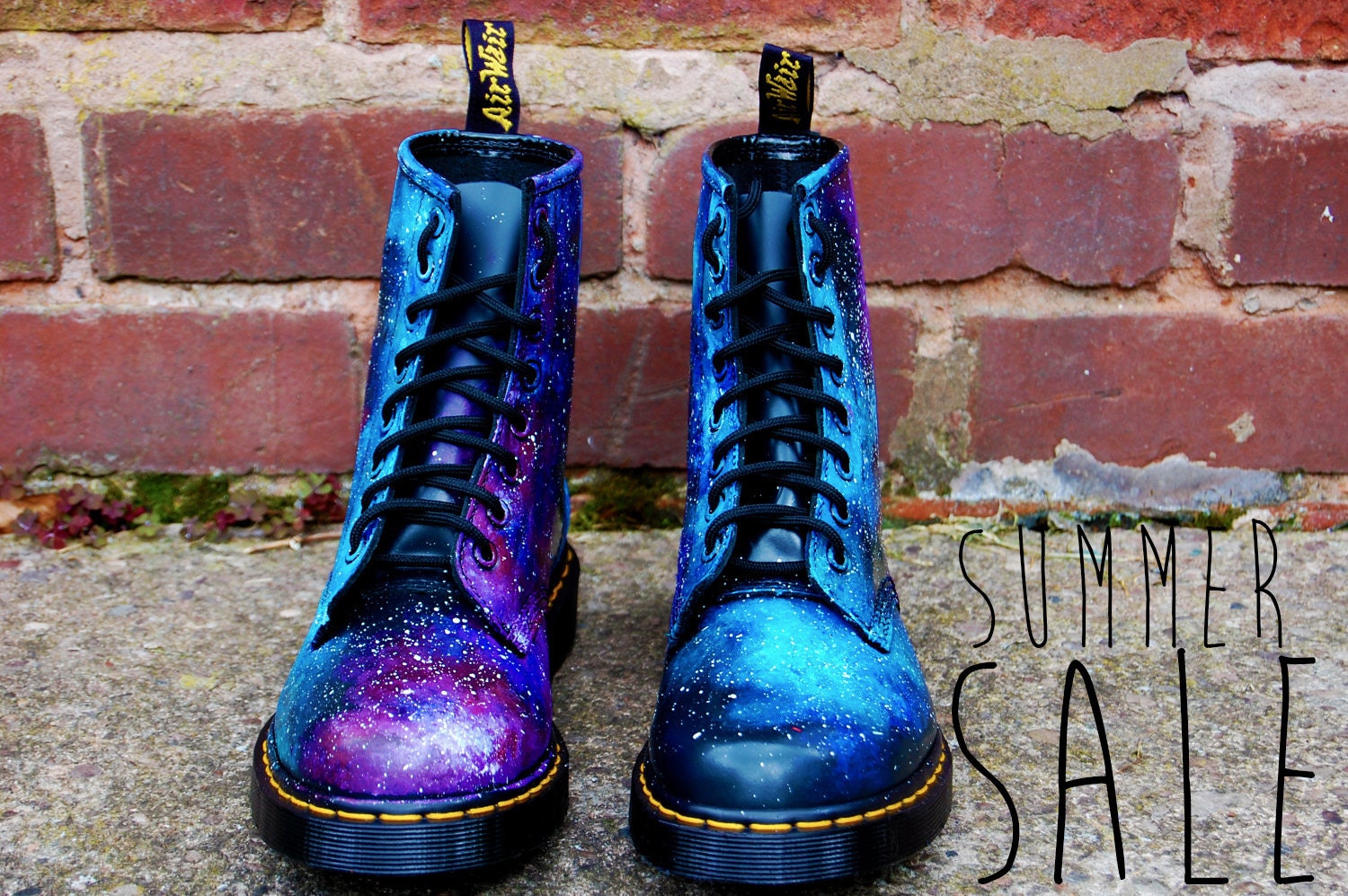 SUMMER SALE Galaxy Cosmic Gothic Print Doc Dr Martens. Hand Painted . made to order. any size