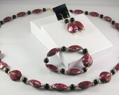 3 Piece Jewelry Set in Red, Black and Gold