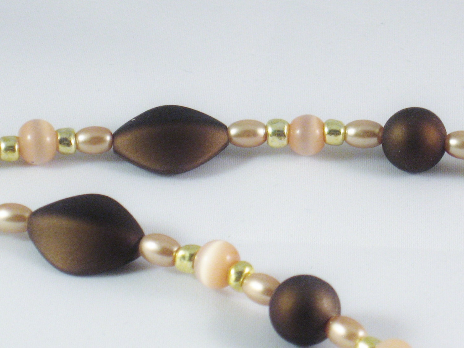Beaded Necklace in Brown, Tan and Gold
