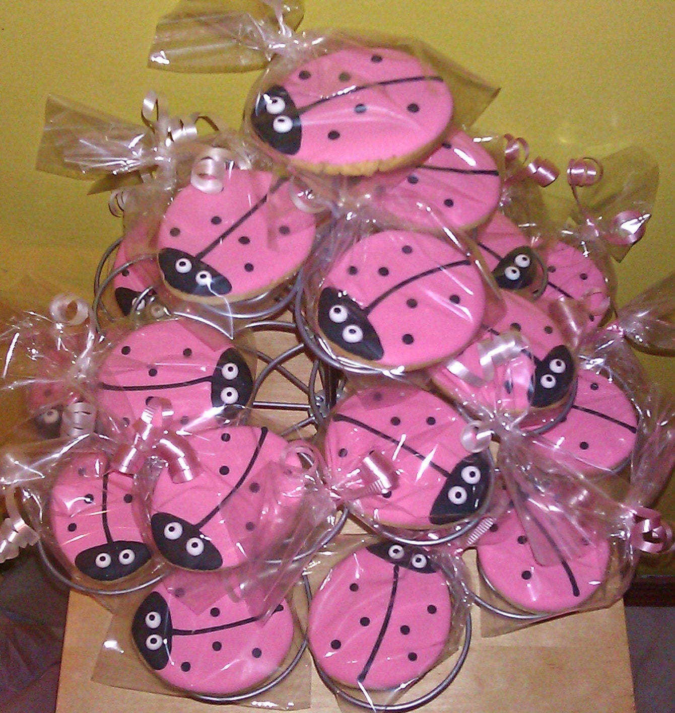 Pink Ladybug Cookies One Dozen (Bagged)