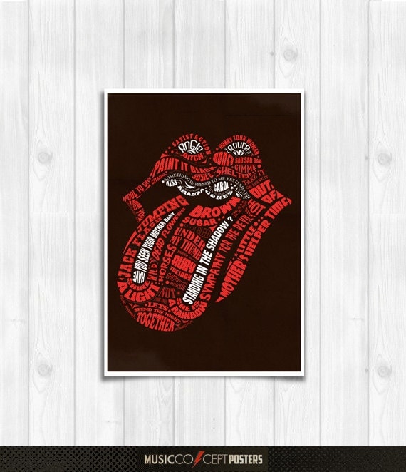 Rolling Stones - Promotion 50 years - Lyrics Posters Songs - Music Concept POSTER - Rock Poster - Print Size 8.3 x 11.7 inch - A4