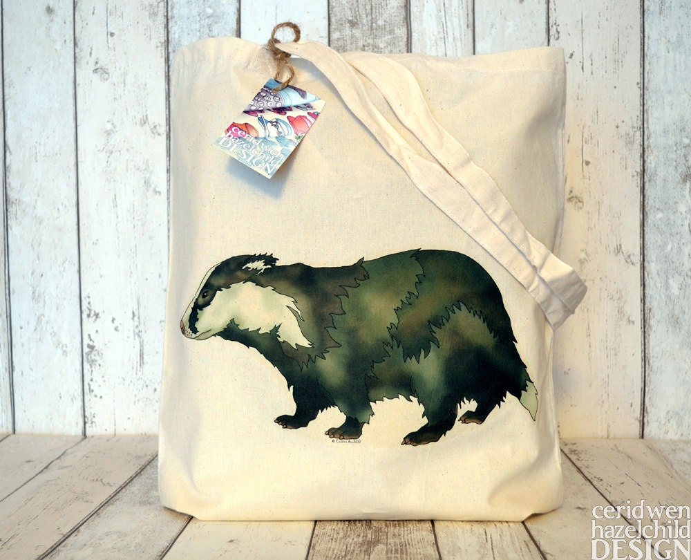 Badger Illustration Cotton Tote Bag