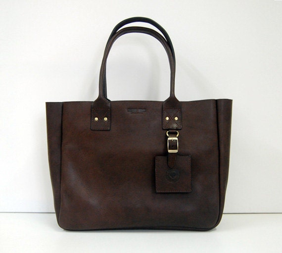 Chocolate New York Tote - Handmade leather Tote bag