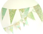 Atlas Bunting-Upcycled Map Bunting-Photo Prop-Wedding Garland-Wedding Decor-Wedding Bunting-Nursery Decor-Recycled-Paper Garland