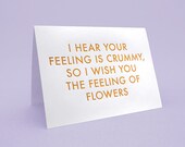 Get Well Soon Card w/ Envelope. 5x7 letterpress style. The Feeling of Flowers