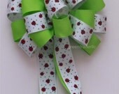 Lime Green Spring Bow Spring Summer Wreath LadyBugs Bow Shower Party Decorative Bow Packaging Gift Bow