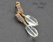 Earrings green amethyst gold plated, gold filled