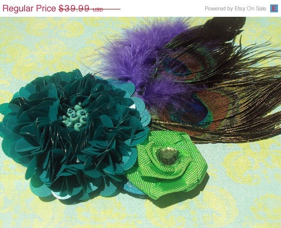 50% OFF SALE Peacock Hair Clip by Amanda Lynne LUXE