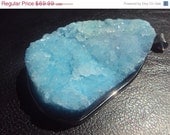 40% OFF SALE Colossal Icy Frosted Sky Blue DRUZY Drusy Silver Pendant 1 Piece 50x34mm Ocean, Beach, Sea, Summer, Vacation, Rare, Huge
