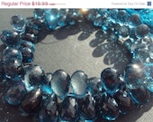 40% OFF SALE BEST Seller. Flawless London Blue Topaz Faceted Teardrop Briolette Bead 12x7mm Luxe aaa, Something Blue, Wedding, December Bir