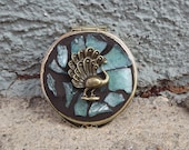 Mosaic Peacock Make Up Compact Mirror