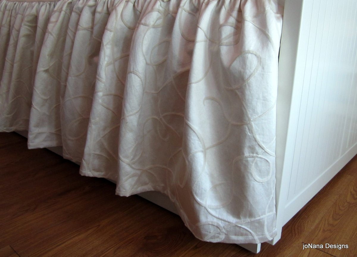 Gathered Crib Skirt: Oatmeal & Cream Luxe Cotton, Custom Made to Order