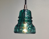 Aqua Blue Hemingray Vintage Glass Insulator Pendant Lamp