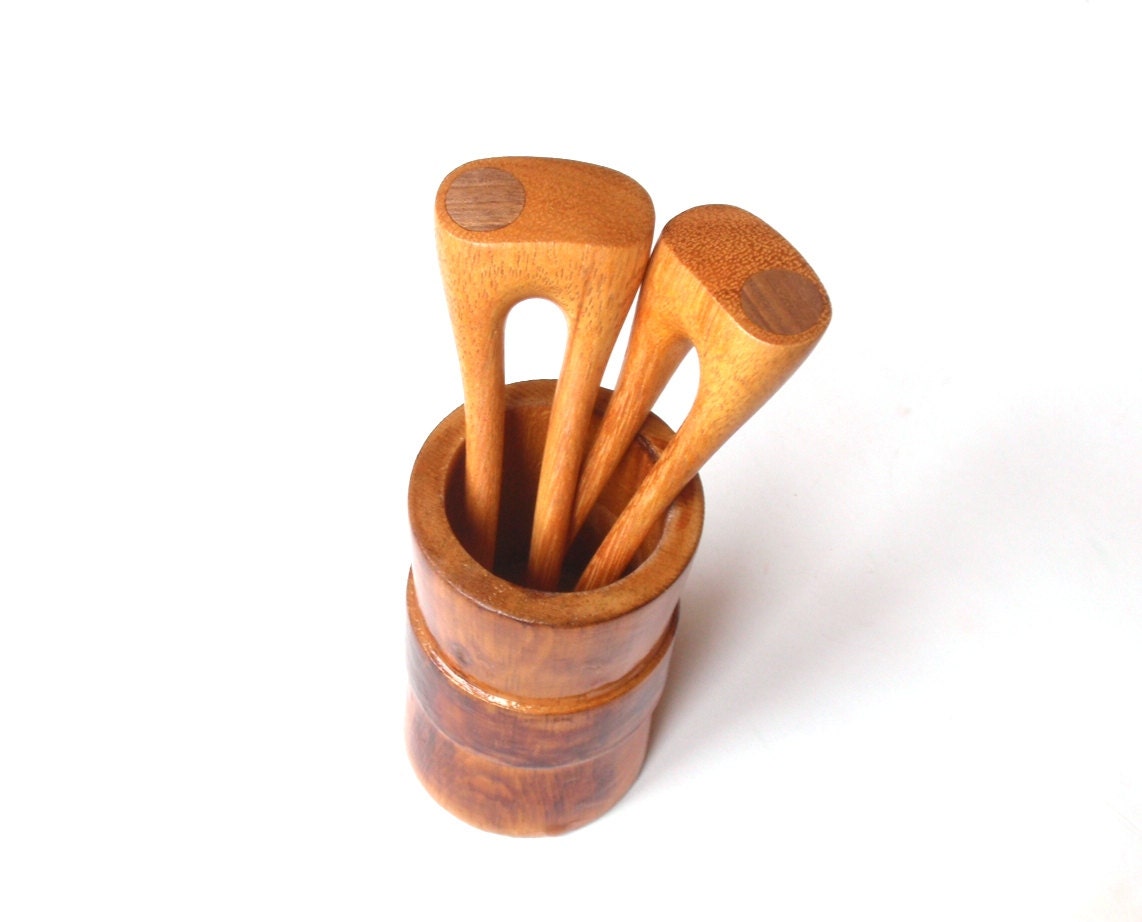 Mini wooden hair forks, 2 prong, Pair, Hair sticks, Wood, Maclura, Walnut, Hairpin, Handmade, Hair accessory, WoodArtJewelry