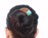 Wooden hair fork, 2 prong, Hair sticks, Wood, Walnut, Mosaic turqouise, Synthetic stone, Hairpin, Handmade, Hair accessory, WoodArtJewelry