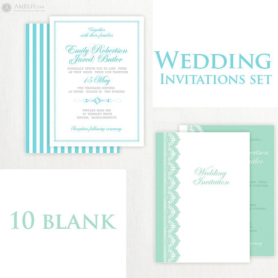Wedding Invitation Template Set - 10 Blanks Editable Invitation ... Wedding Invitation Template Set - 10 Blanks Editable Invitation ...