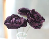 vase of plum fabric flowers--upcycled home decor