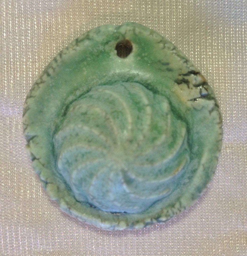 Abstract Rustic Gypsy Bohemian Ceramic Teal Pendant