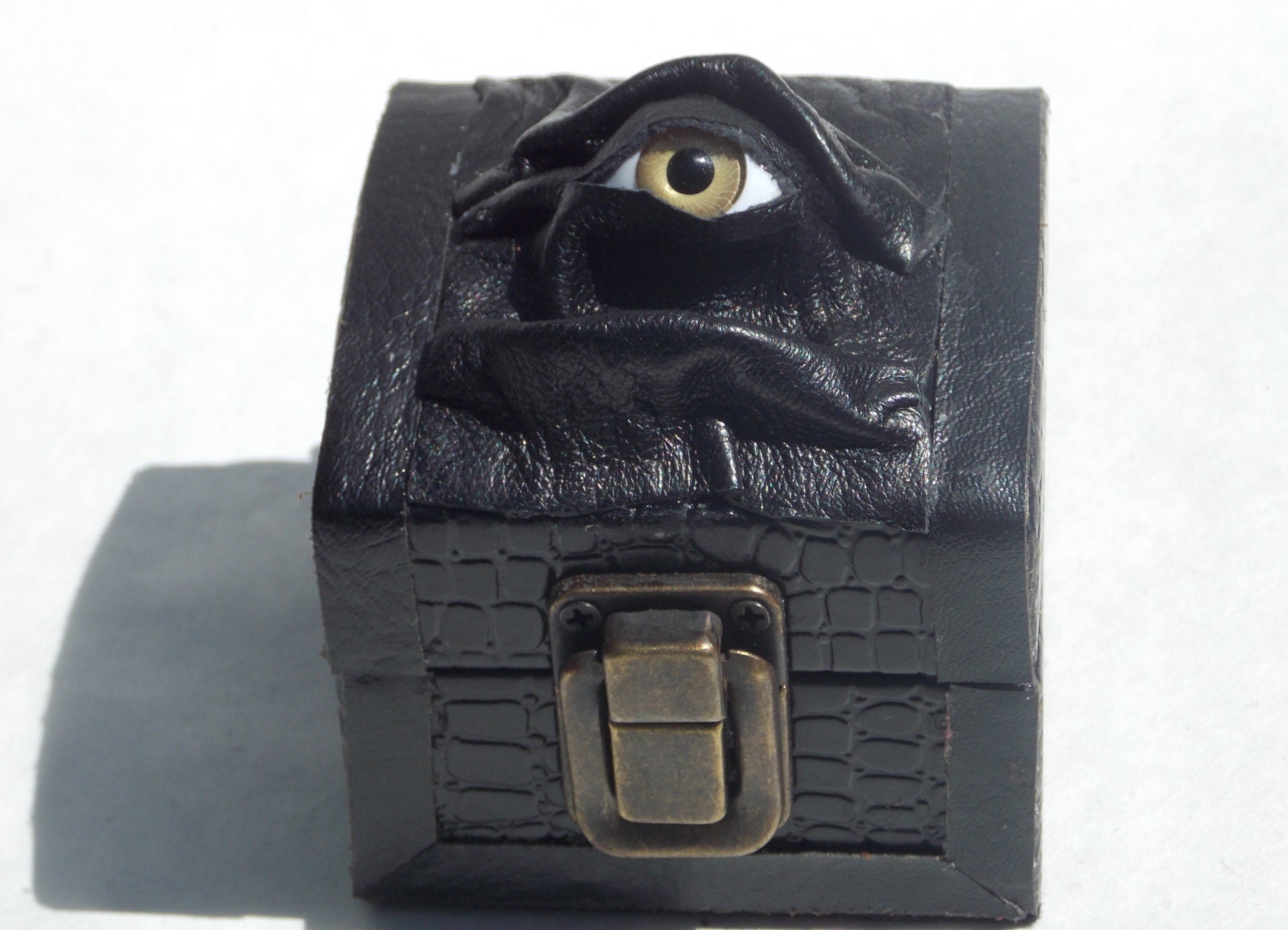Leather Storage Box Desk Accessory Treasure Chest Eyeball Creature Monster WItch Wiccan Pagan
