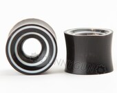 9/16" Pair White Racing Stripes Beveled Hollow Horn Gauged Plugs Organic Hand Carved Body Piercing Jewelry