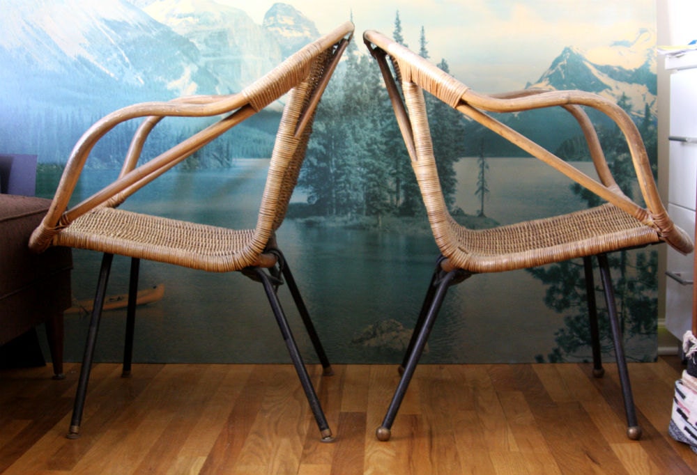 Pair of Mid Century Rattan Chairs by Tropic Cane Furniture