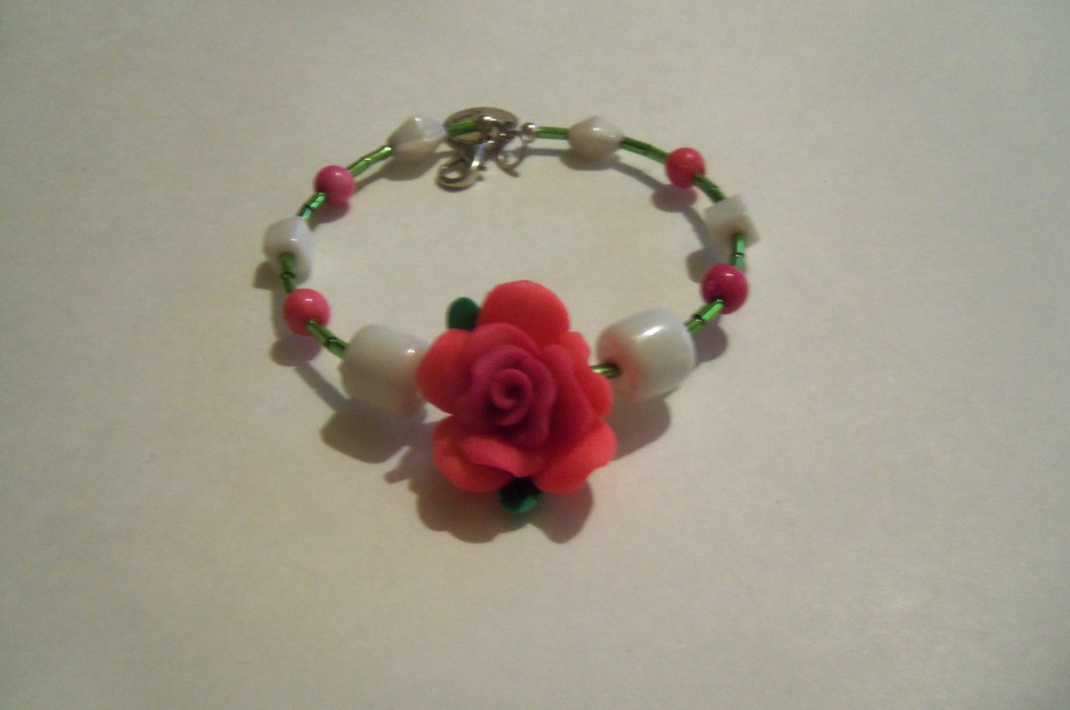 Hot pink rose dainty bracelet