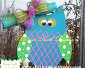 Spring Summer Wood Owl Door Hanger
