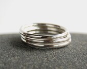 Three Fine Silver Stacking Rings - Set of Three Silver Narrow Bands