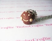 Kawaii Chocolate Muffin with Nuts Necklace Polymer Clay