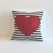 red heart pillow cover black and white striped