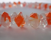 Orange Tangerine Sherbet and Clear Glass Czech Nugget Bracelet - Summer, Casual, Unique, For Her