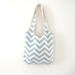 Chevron Bag, Blue Gray Small Chevron Tote, Slouchy Bag, Chevron Purse Robin Egg Blue