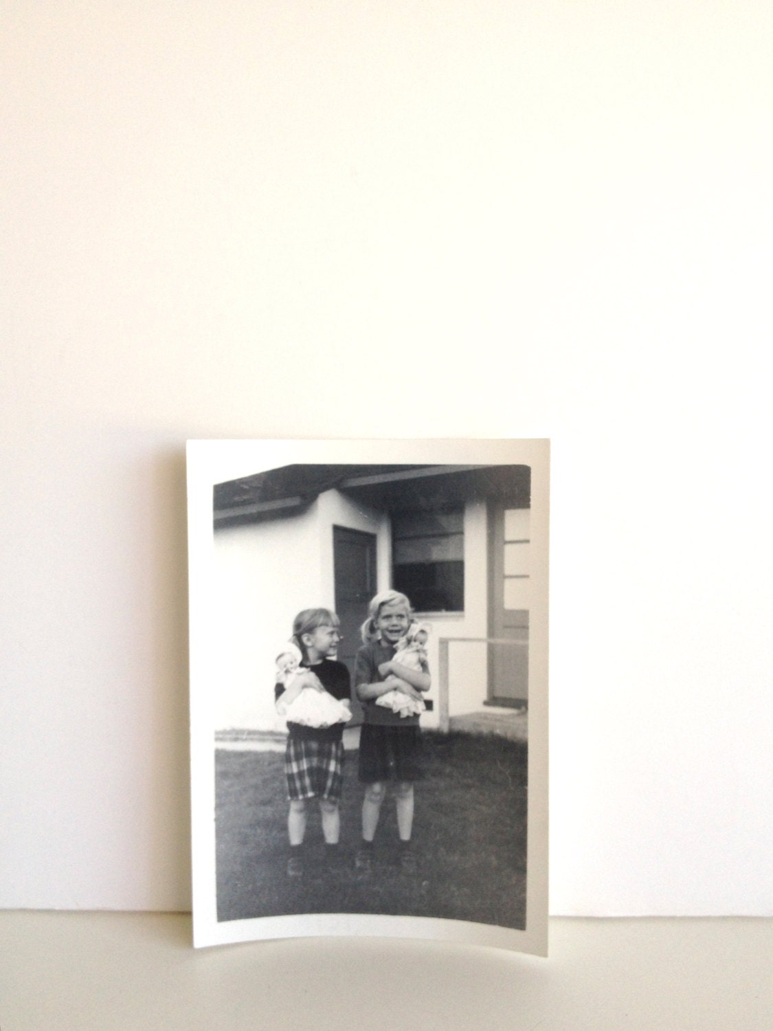Vintage Girls with Dolls Photograph-Vintage Ephemera Antique photo