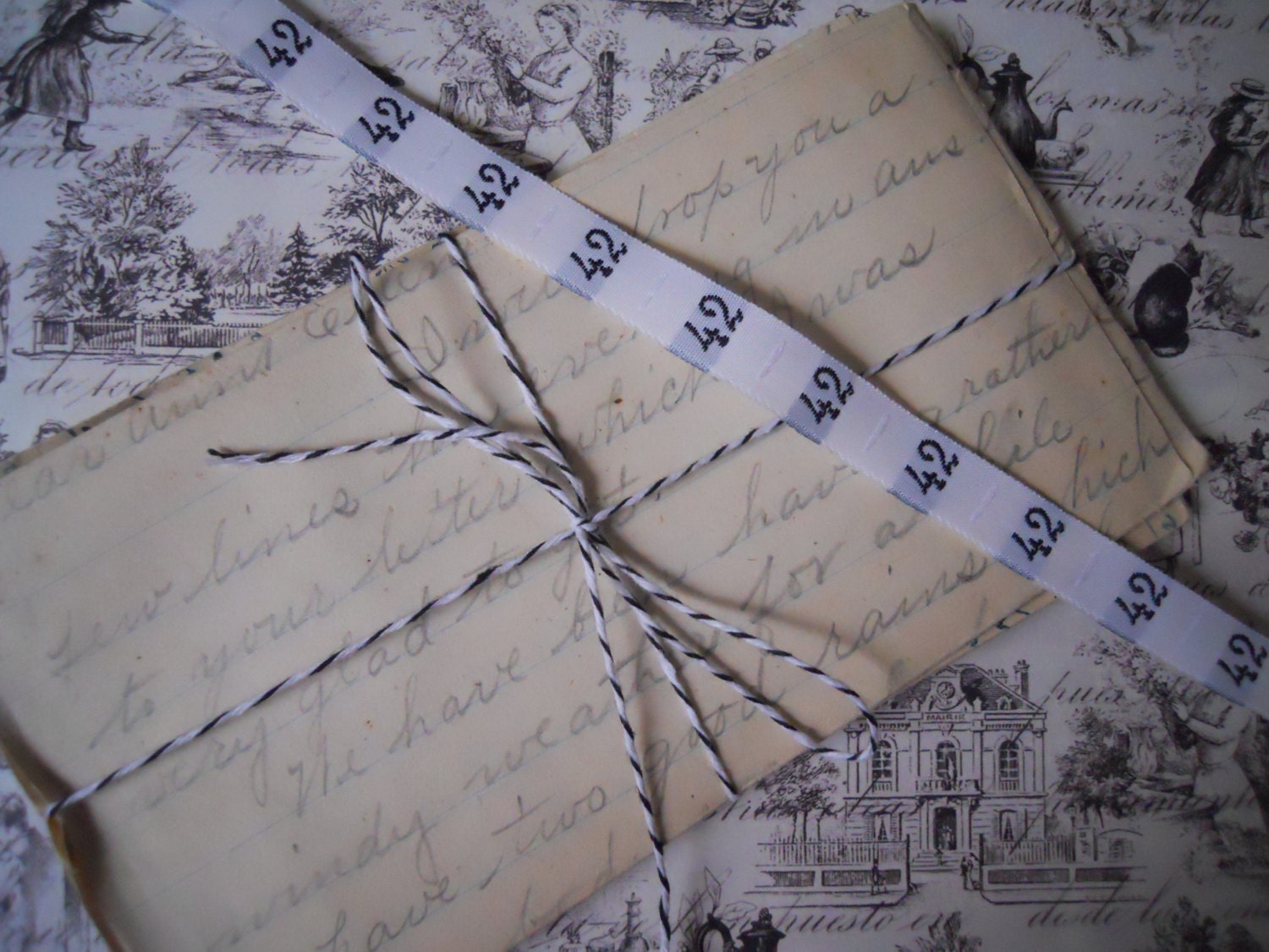 Black and White Antique French Numbered Dressmaker's Trim No. 42