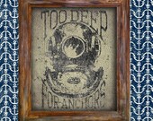 Nautical Wall Art Print Design Vintage Rustic Americana Sea Diver Anchor Antique Home Decor Poster Ocean Water Graphic Design