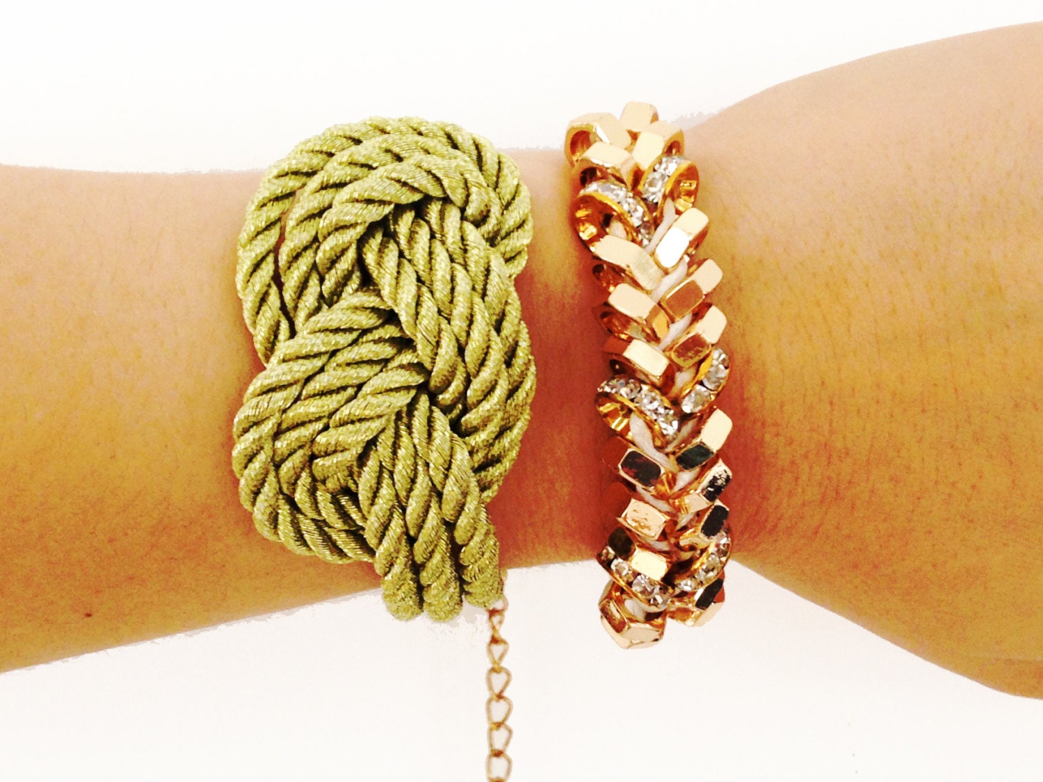 Arm candy set - Goldeb Nuts bracelet and Silk Bracelets - 24k gold plated