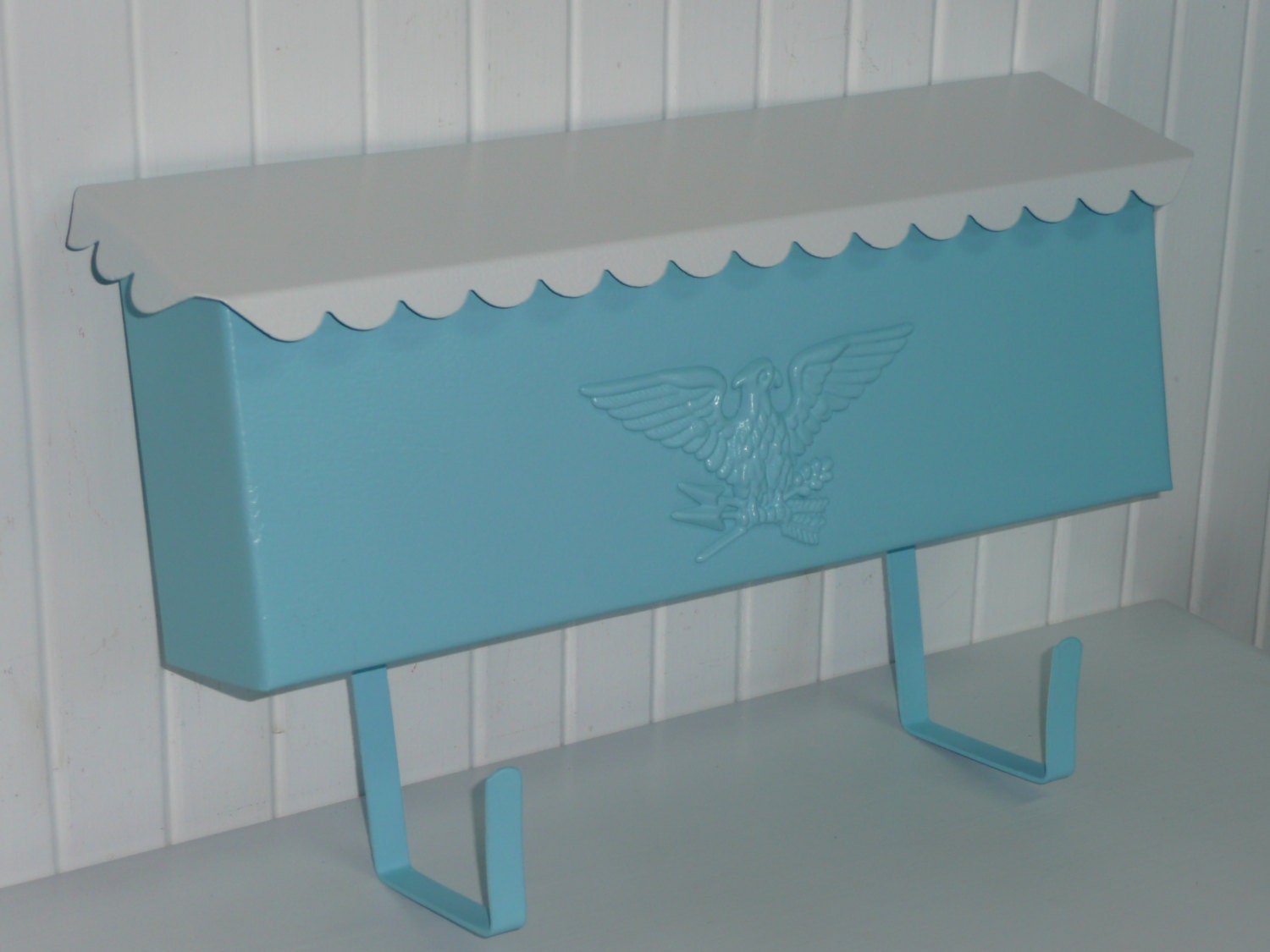 UpCycled Vintage Metal Mailbox and Newspaper Holder,  Aqua Turquoise Paint, Storage Box - Vintage Home and Trailer Decor