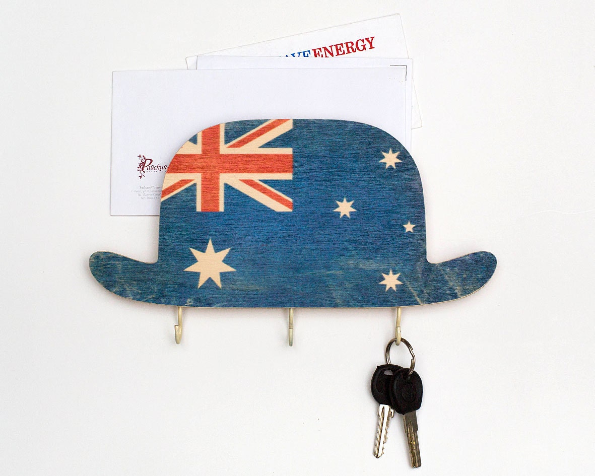 Key Hook - Wooden Wall Organizer - Bowler Hat Australia- for your keys and bills