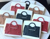 Balenciaga Inspired City Motorcycle Bag decorated cookies- Neutrals