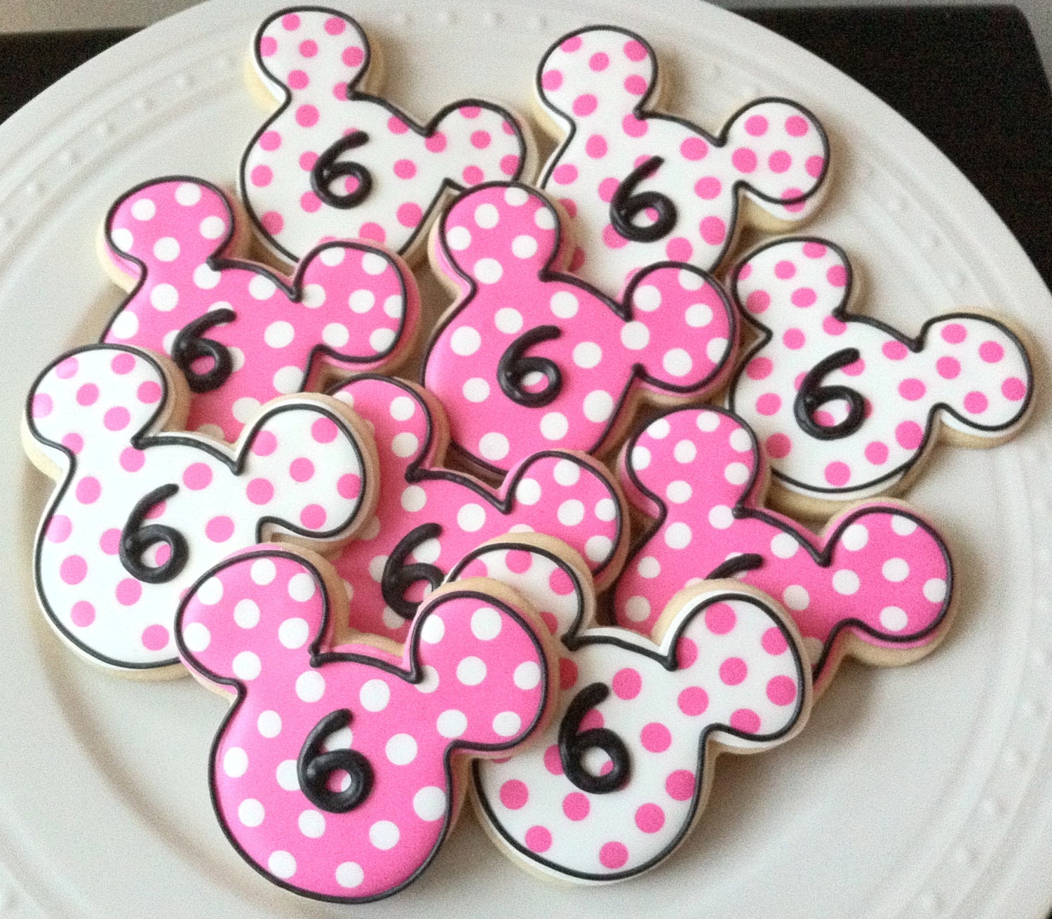 Decorated Minnie Mouse Silhouette Cookies with Polka Dots, Perfect for your child's Birthday Party Favors